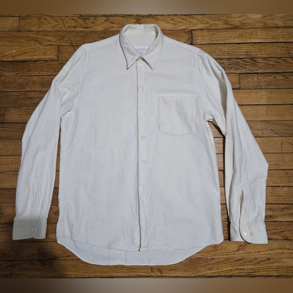 Vtg Y2k Helmut Lang M/L 41/16 Cream  Button Up Collared Shirt Made In Italy